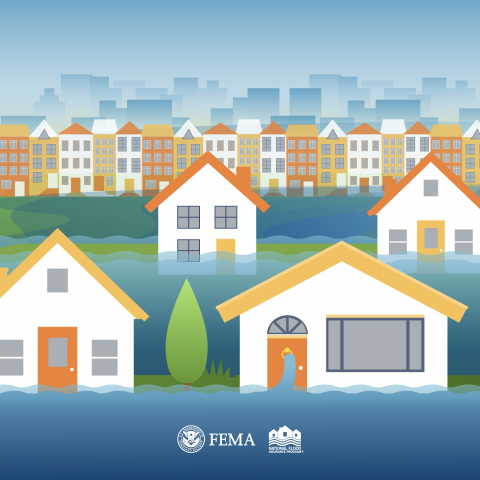 houses with water level rising 