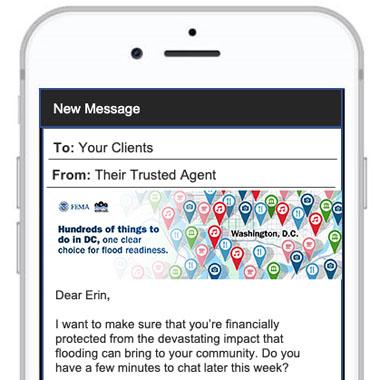 phone screenshot with email header image and email text in frame