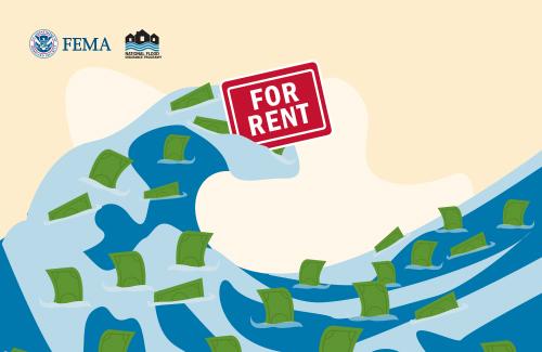 wave of money with a for rent sign 