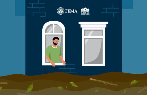 Man watching the street flood just outside his window