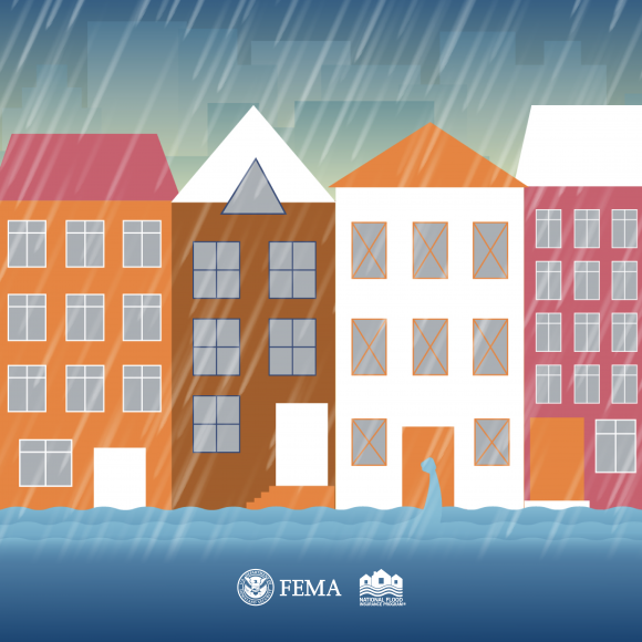 apartments with rain and water levels rising