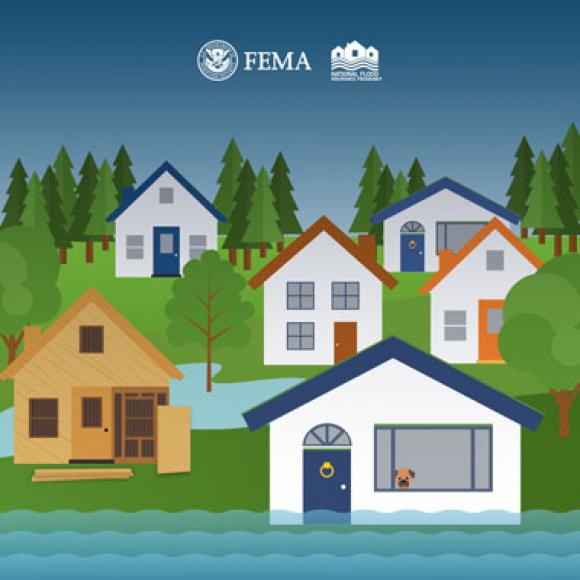 Flooded rural neighborhood