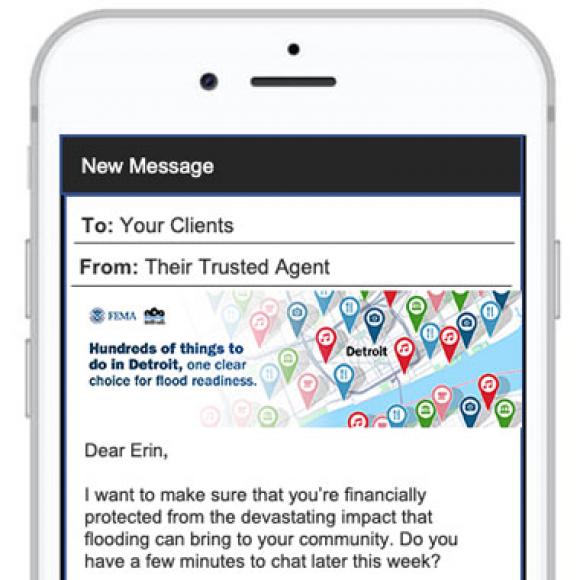 phone screenshot with email header image and email text in frame