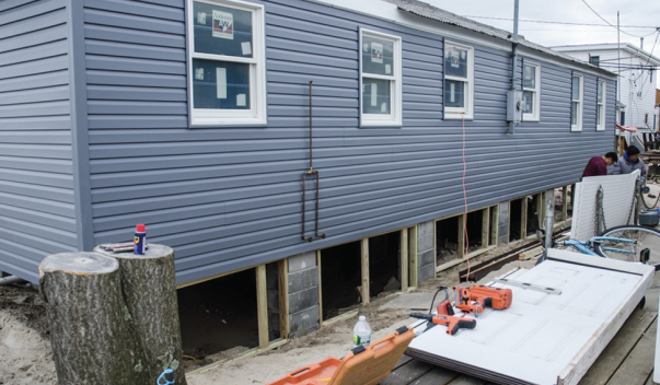House with foundation walls knocked out